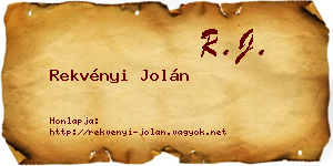 Rekvényi Jolán névjegykártya
